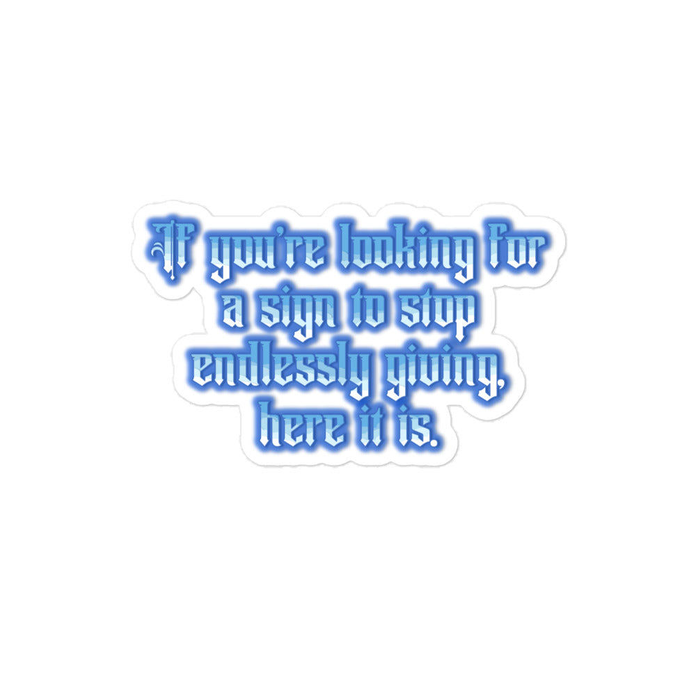 Endless Giving Bubble-free Stickers