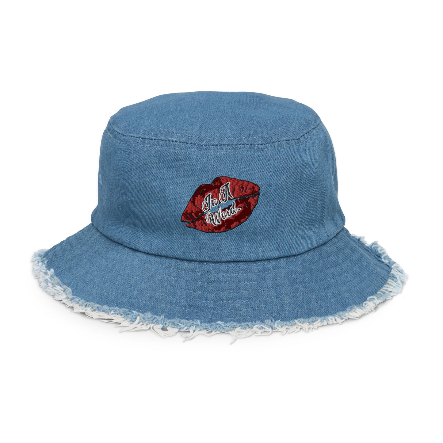 In A Word (Logo) Distressed Denim Bucket Hat