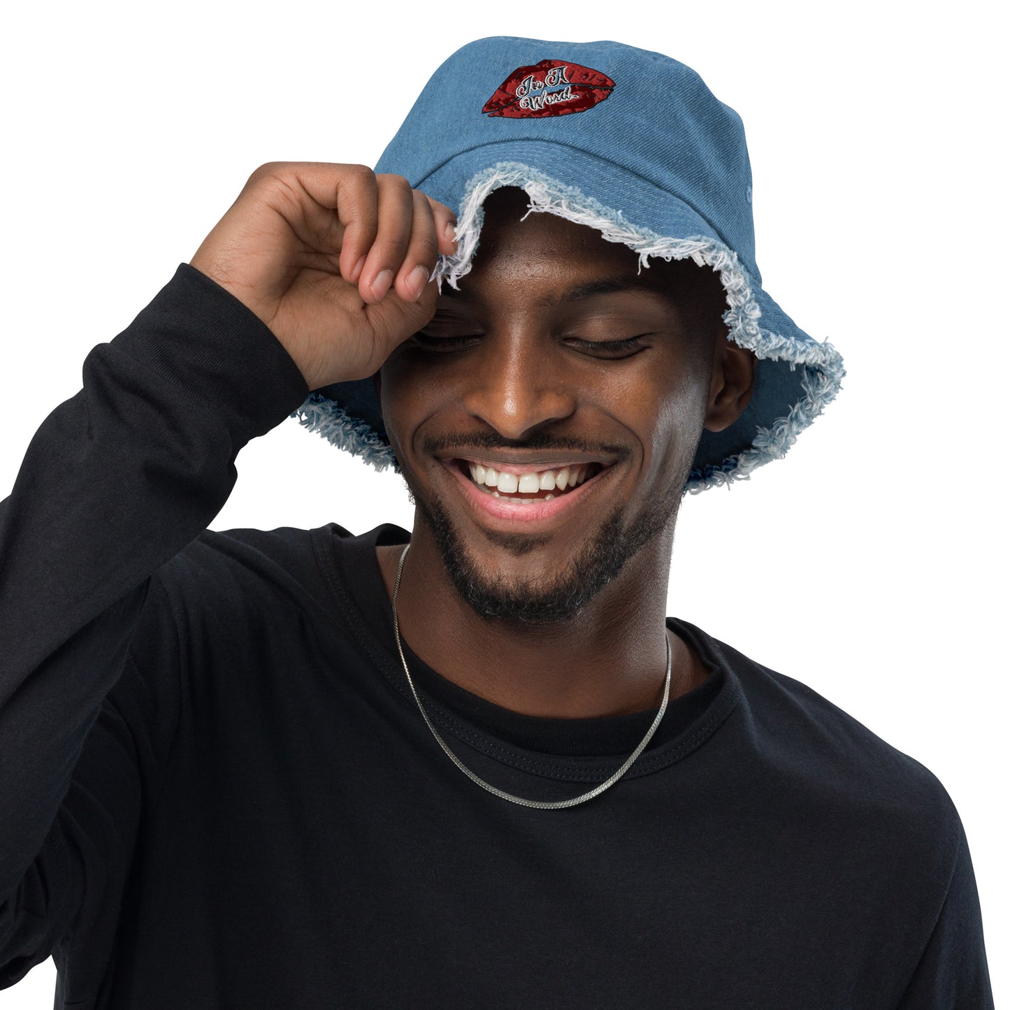 In A Word (Logo) Distressed Denim Bucket Hat