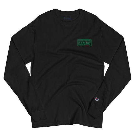 Blank Canvas (Green) Embroidered Men's Champion Long Sleeve Shirt