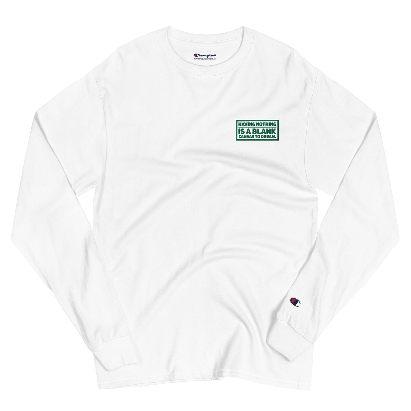 Blank Canvas (Green) Embroidered Men's Champion Long Sleeve Shirt