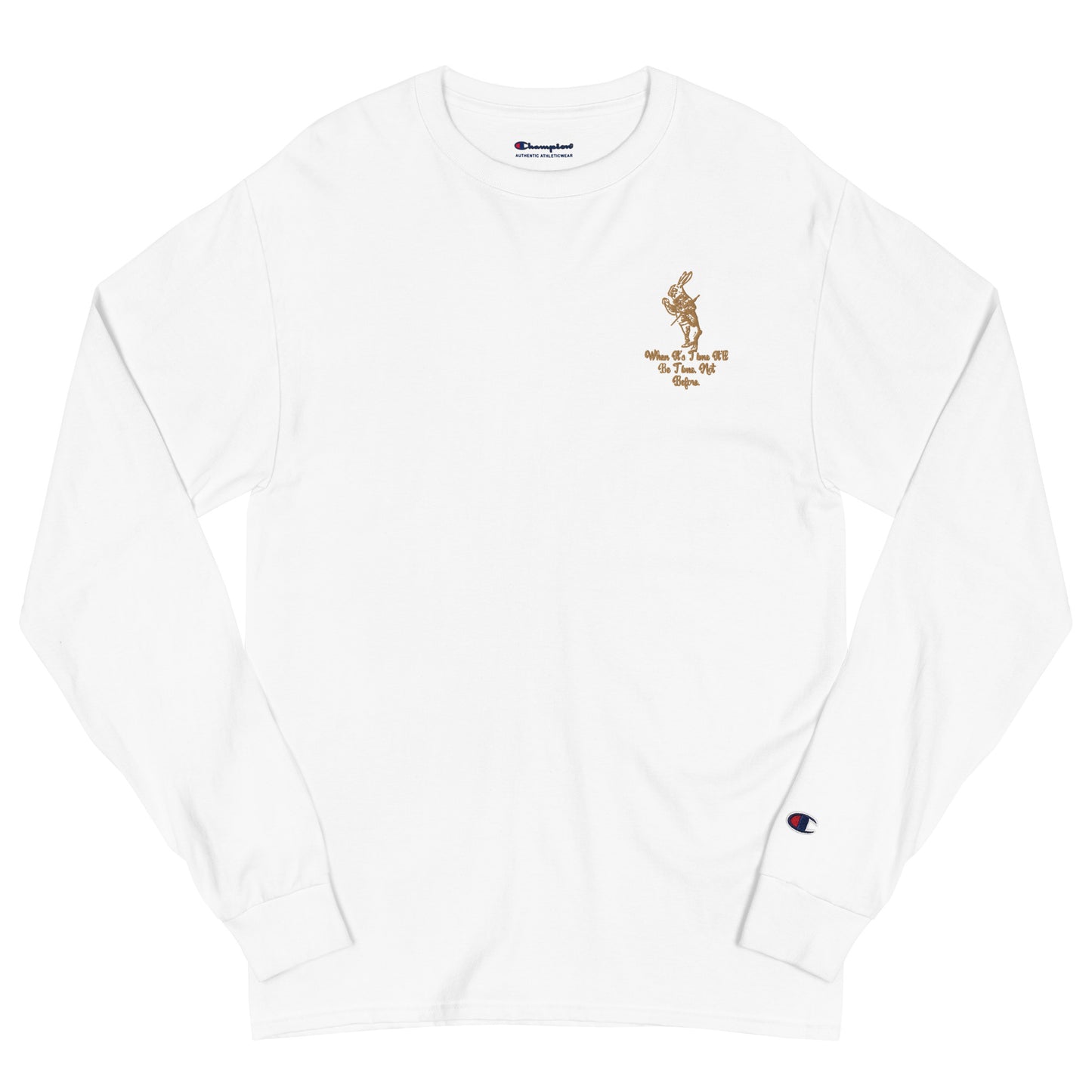 Rabbit (Gold) Embroidered Men's Champion Long Sleeve Shirt