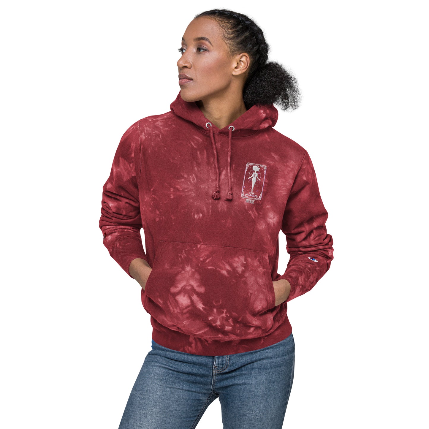 Star (White) Unisex Champion tie-dye hoodie