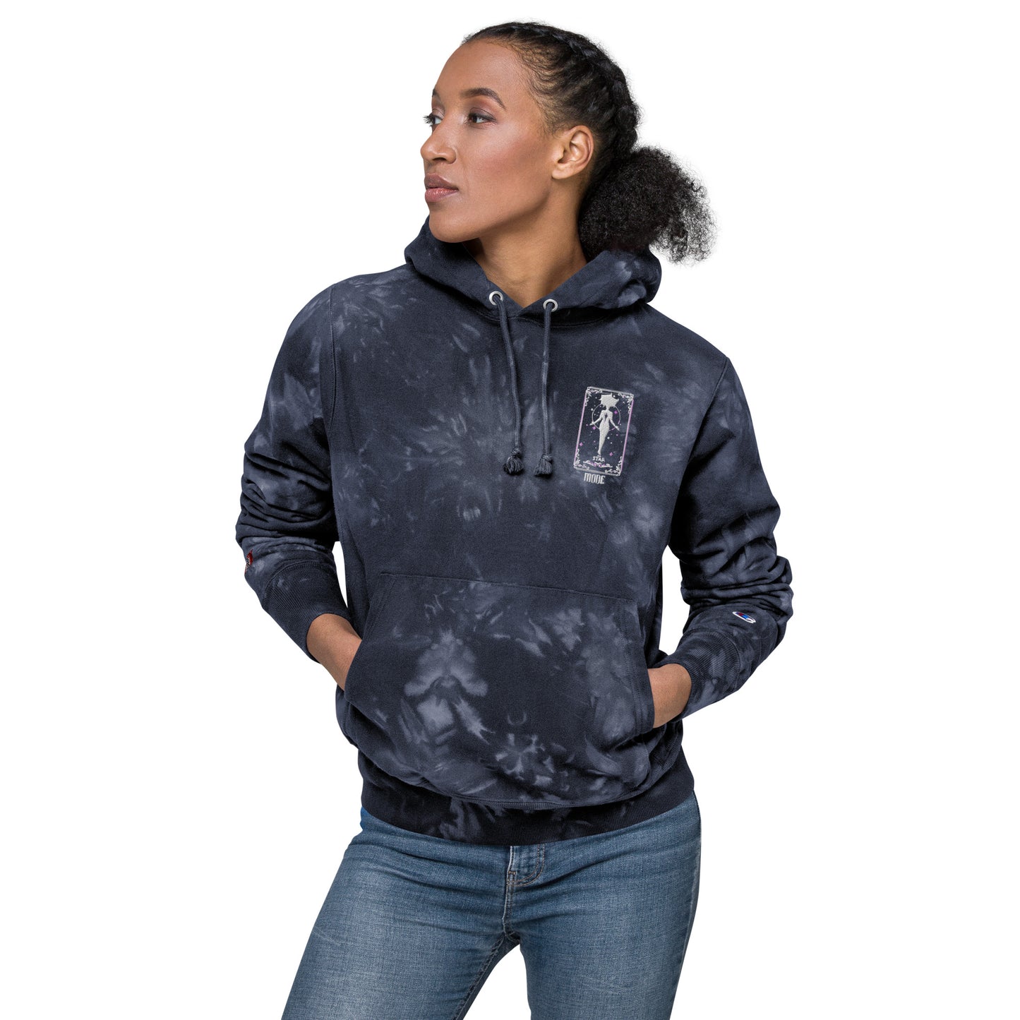 Star (White) Unisex Champion tie-dye hoodie