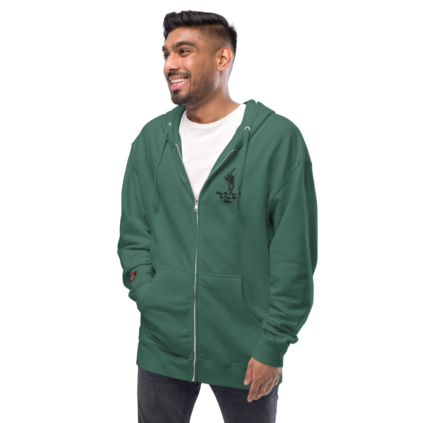 Rabbit (Black) Unisex Fleece Zip Up Hoodie