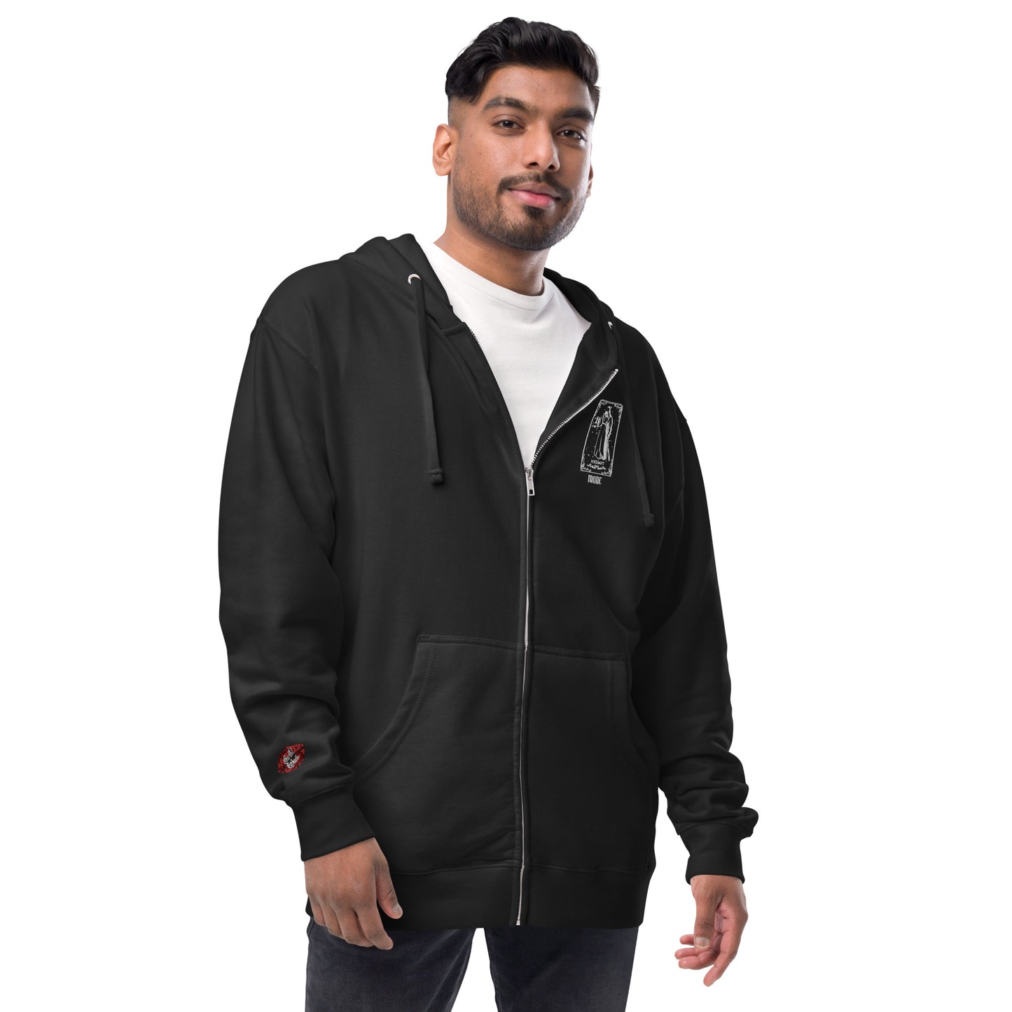 Hermit (White) Unisex Fleece Zip Up Hoodie