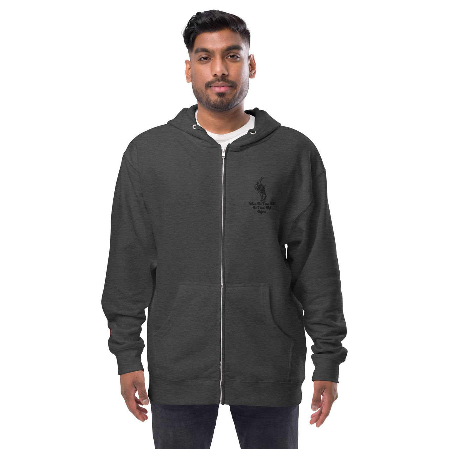 Rabbit (Black) Unisex Fleece Zip Up Hoodie