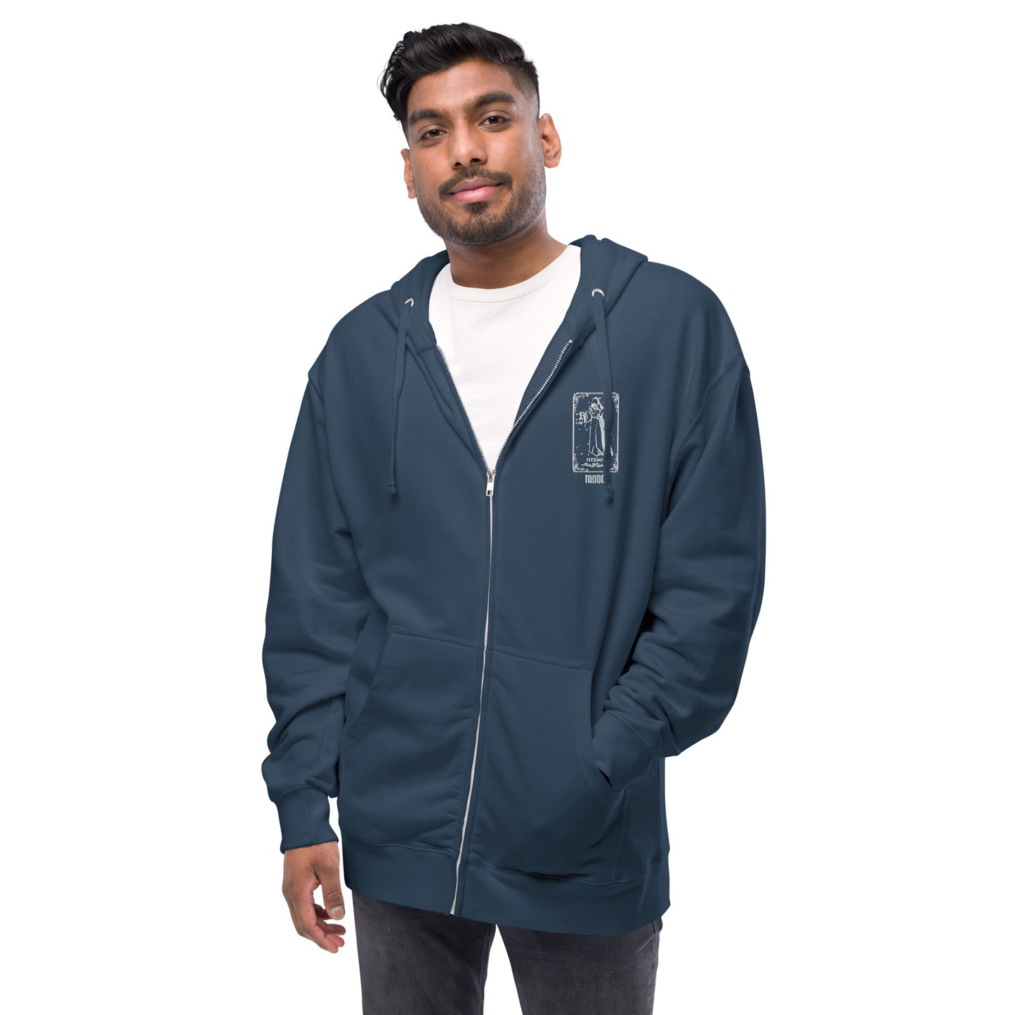 Hermit (White) Unisex Fleece Zip Up Hoodie