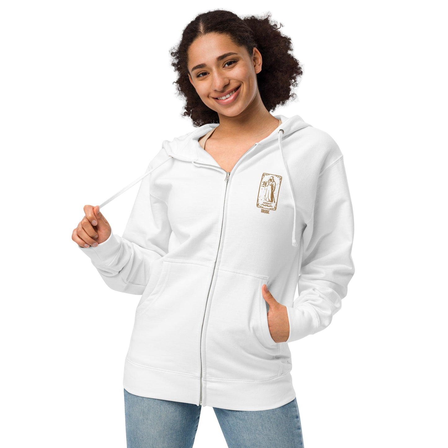 Hermit (Gold) Unisex Fleece Zip Up Hoodie