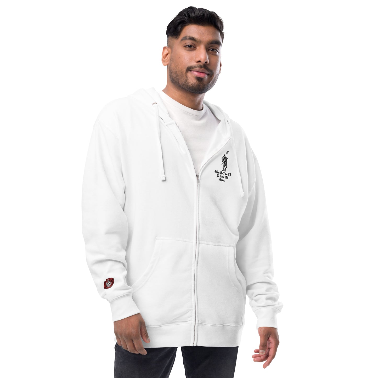 Rabbit (Black) Unisex Fleece Zip Up Hoodie
