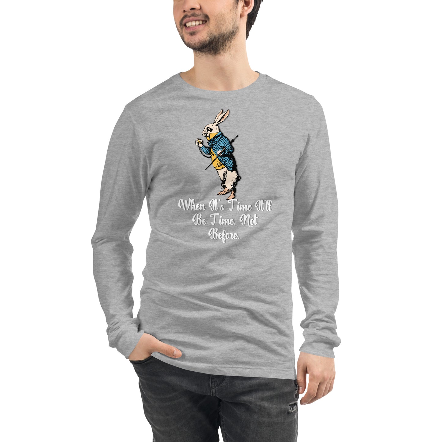 Rabbit (White) Unisex Long Sleeve Tee