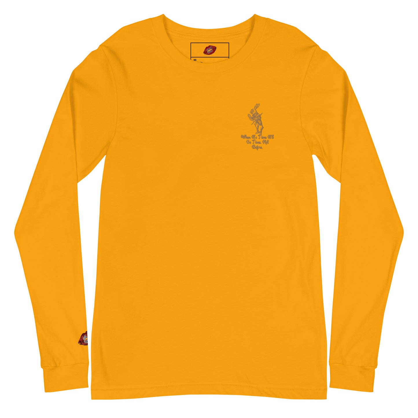 Rabbit (Gold) Embroidered Unisex Long Sleeve Tee