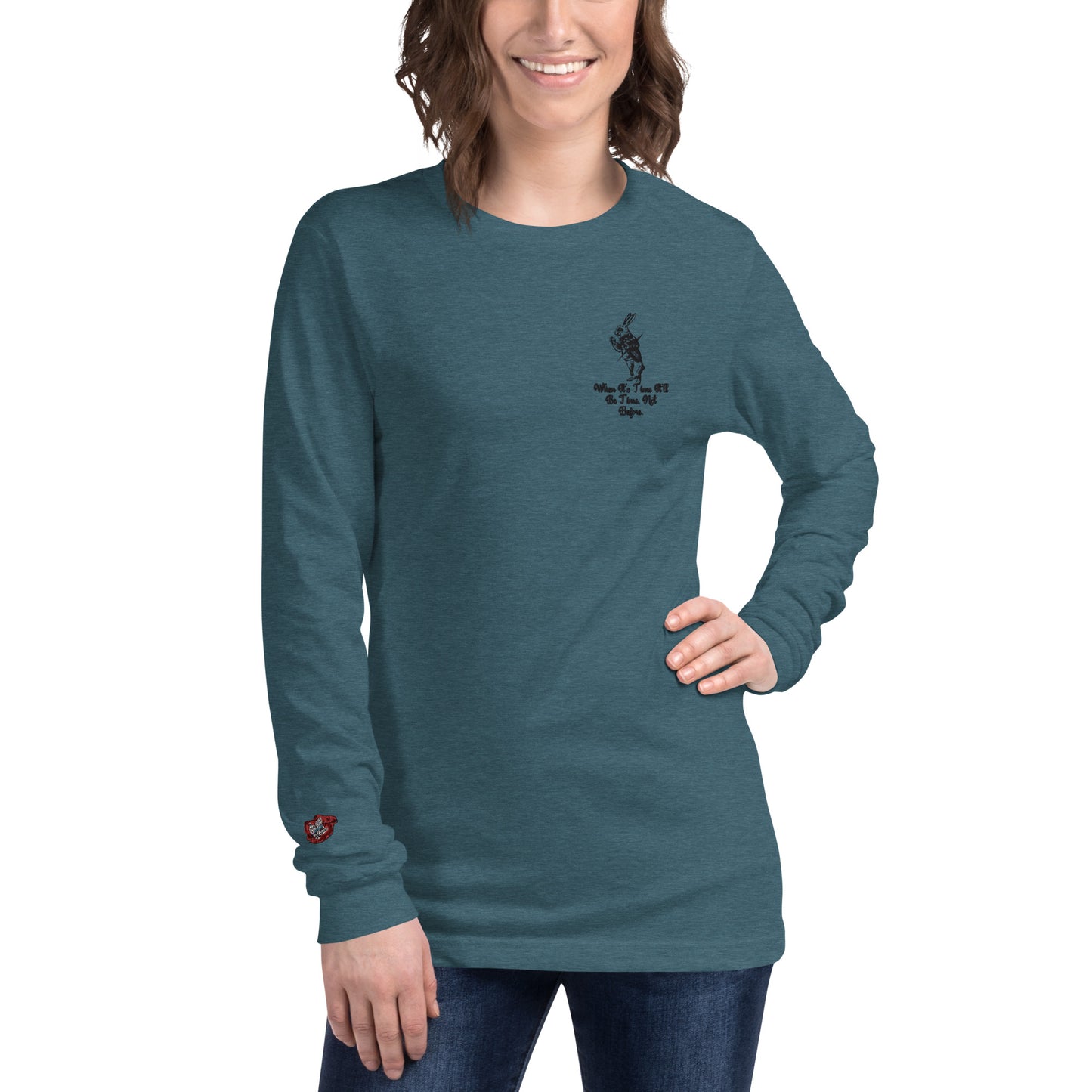 Rabbit (Black) Embroidered Unisex Long Sleeve Tee