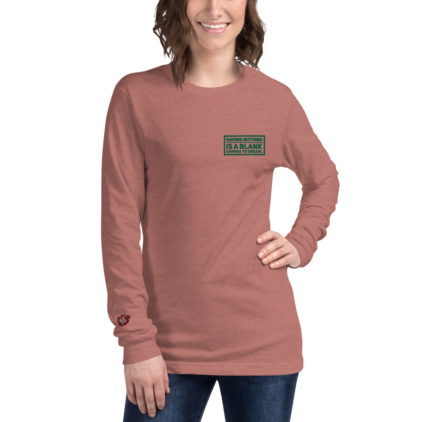 Blank Canvas (Green) Embroidered Unisex Long Sleeve Tee
