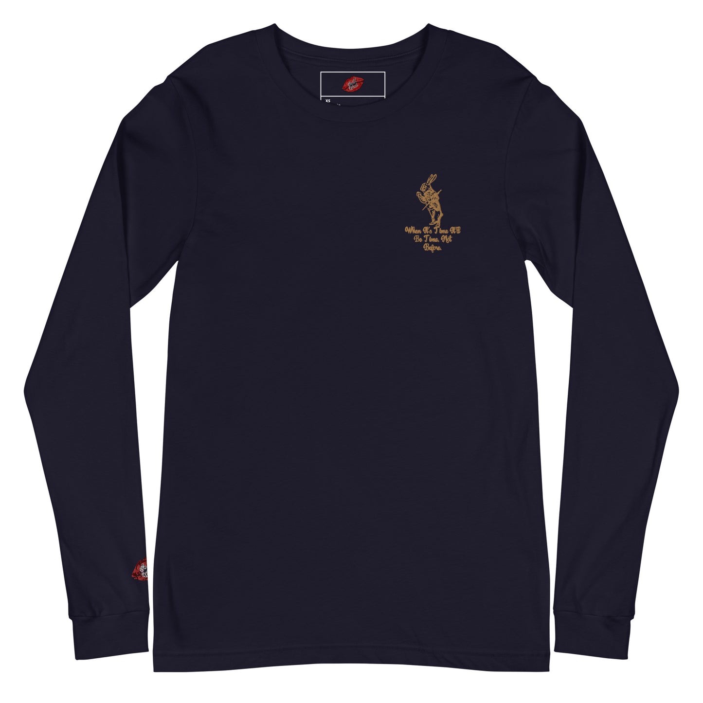 Rabbit (Gold) Embroidered Unisex Long Sleeve Tee