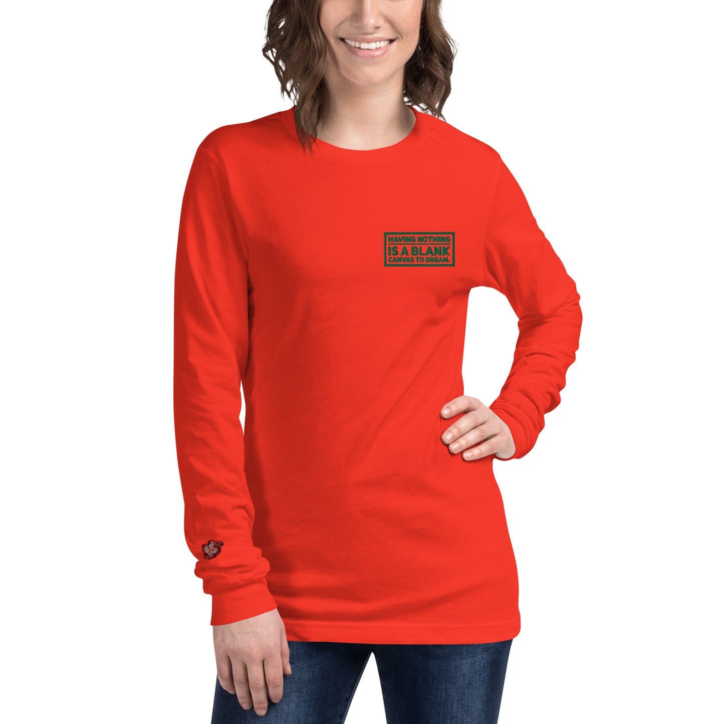 Blank Canvas (Green) Embroidered Unisex Long Sleeve Tee