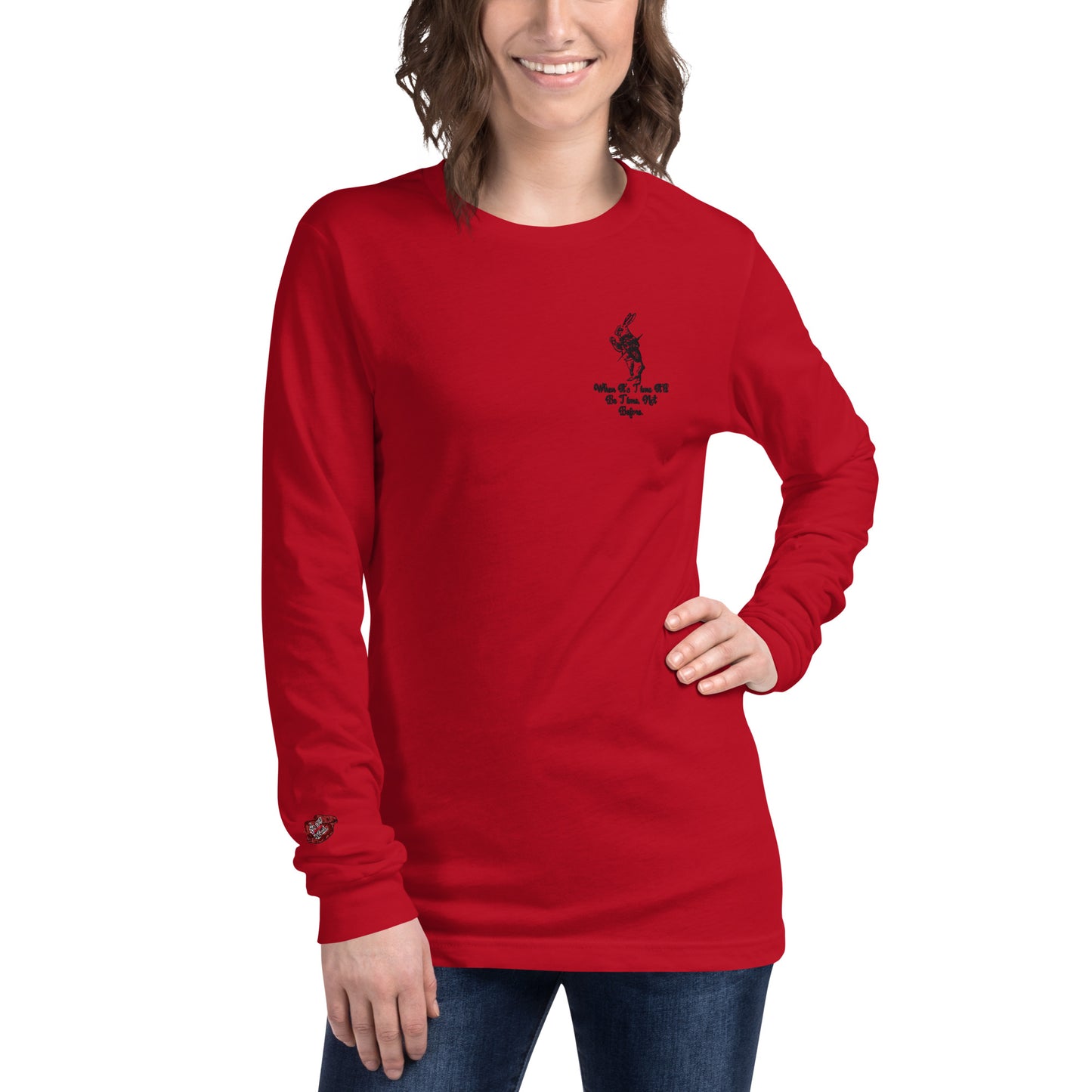 Rabbit (Black) Embroidered Unisex Long Sleeve Tee