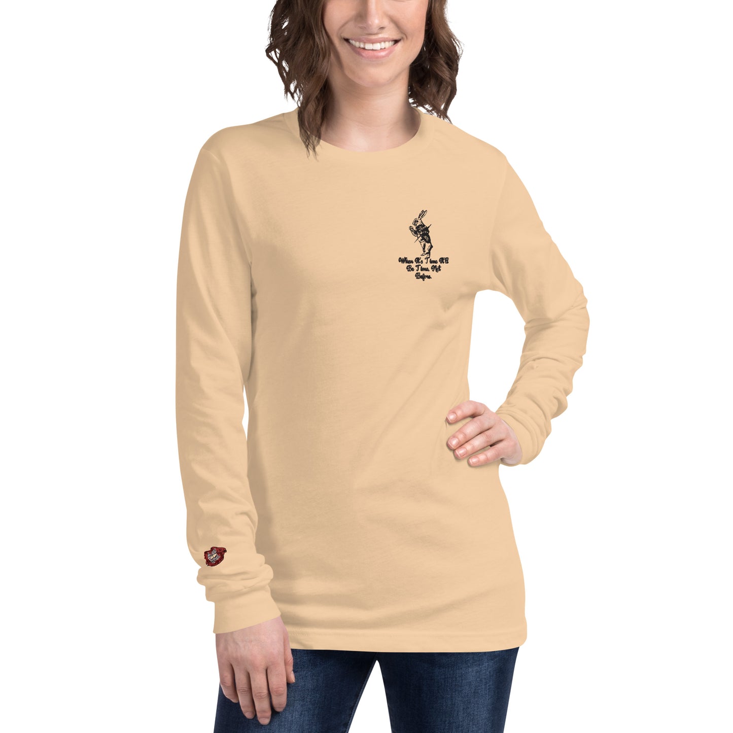 Rabbit (Black) Embroidered Unisex Long Sleeve Tee