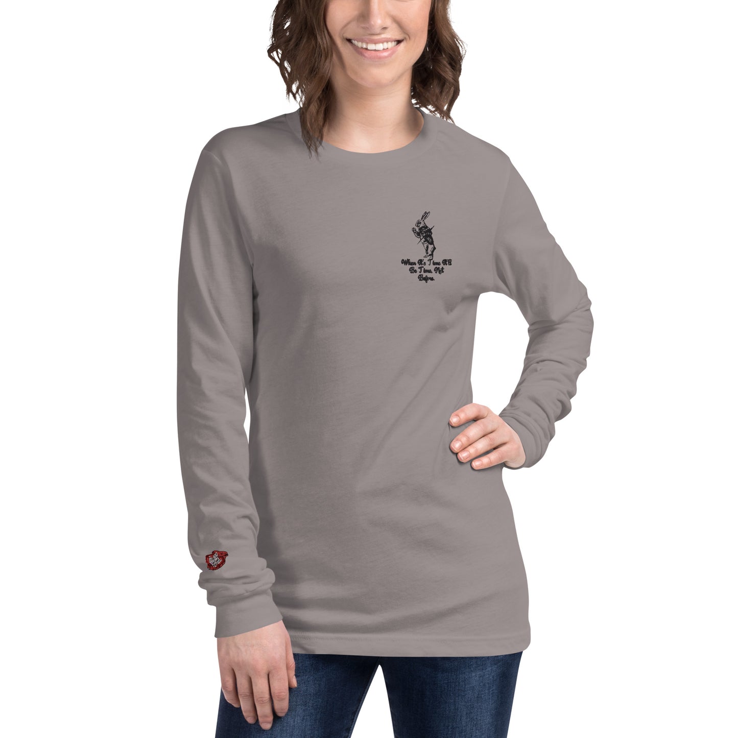 Rabbit (Black) Embroidered Unisex Long Sleeve Tee