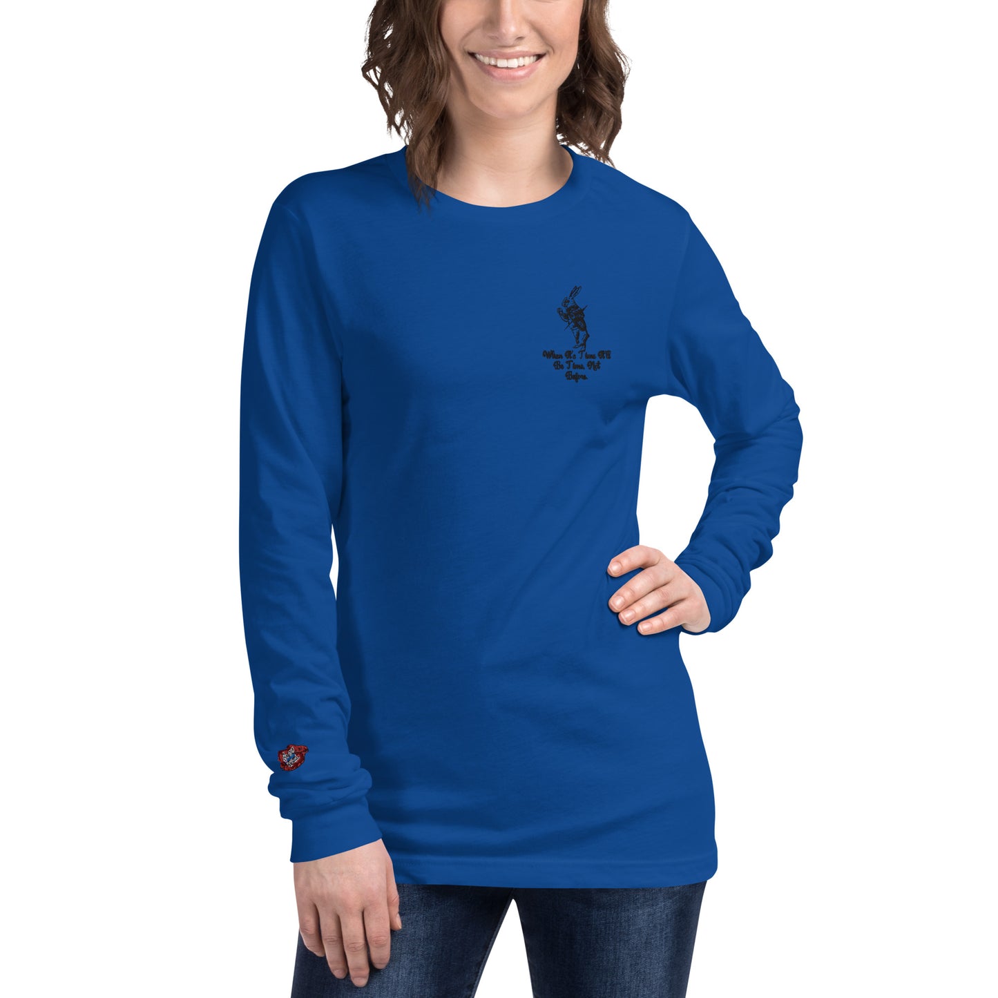 Rabbit (Black) Embroidered Unisex Long Sleeve Tee