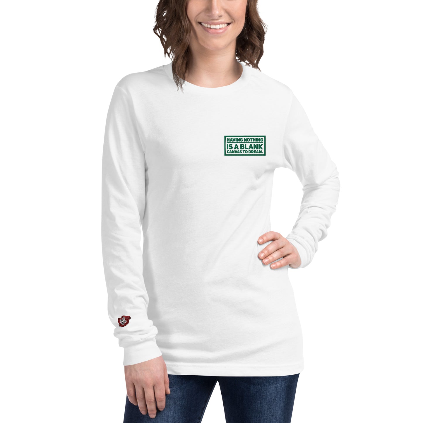 Blank Canvas (Green) Embroidered Unisex Long Sleeve Tee