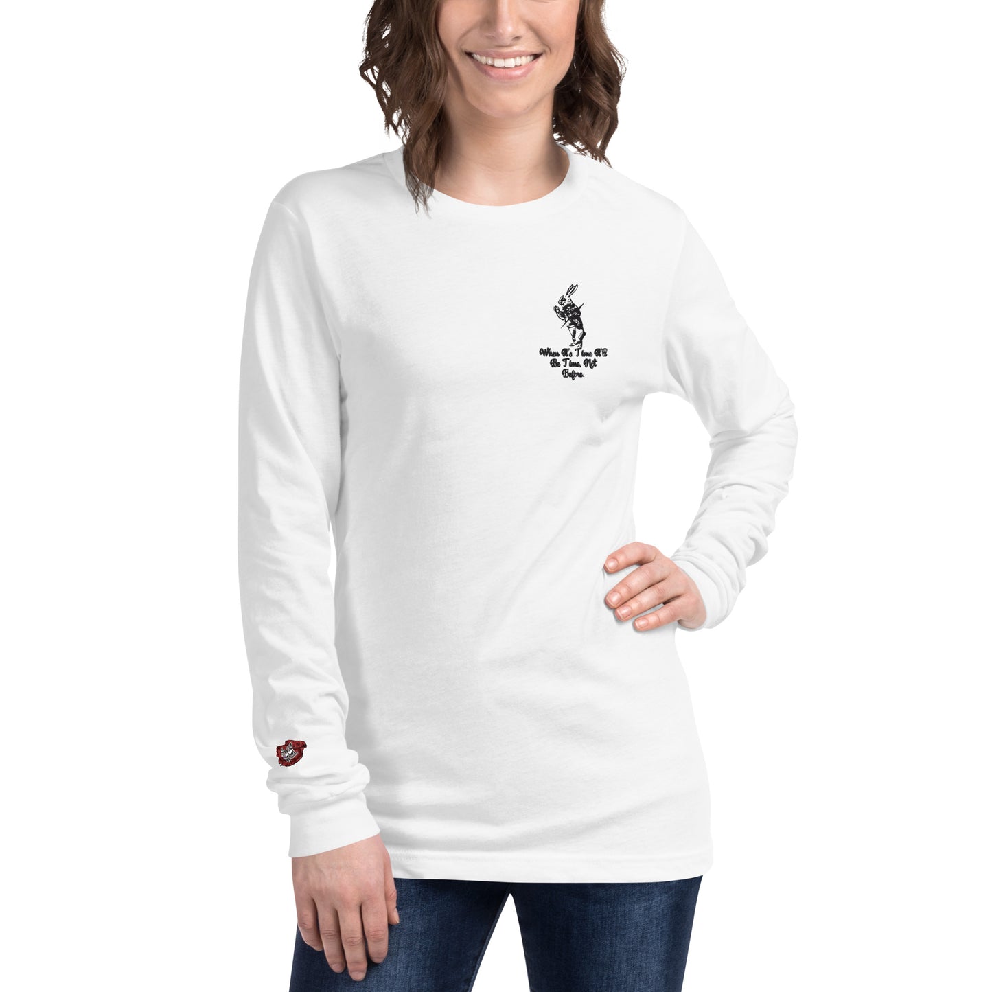 Rabbit (Black) Embroidered Unisex Long Sleeve Tee