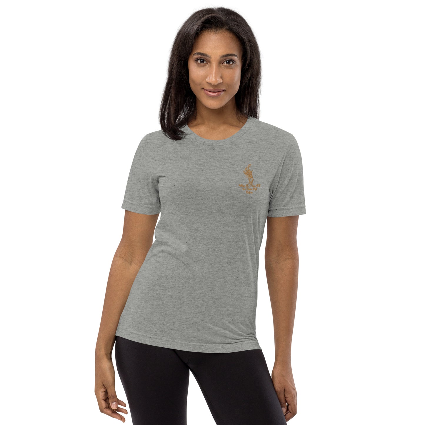 Rabbit (Gold) Embroidered Unisex Tri-blend Short Sleeve T-shirt