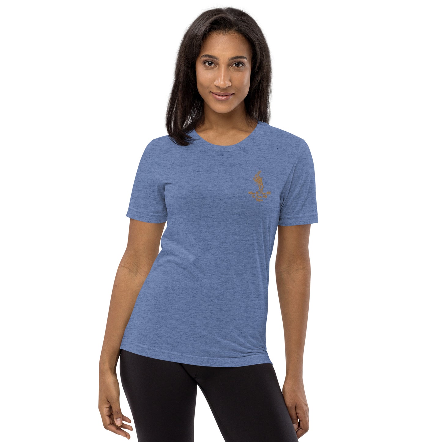 Rabbit (Gold) Embroidered Unisex Tri-blend Short Sleeve T-shirt