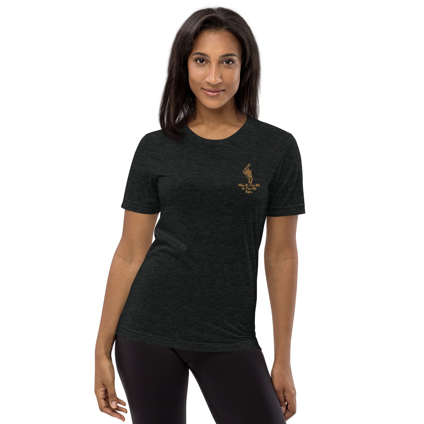 Rabbit (Gold) Embroidered Unisex Tri-blend Short Sleeve T-shirt