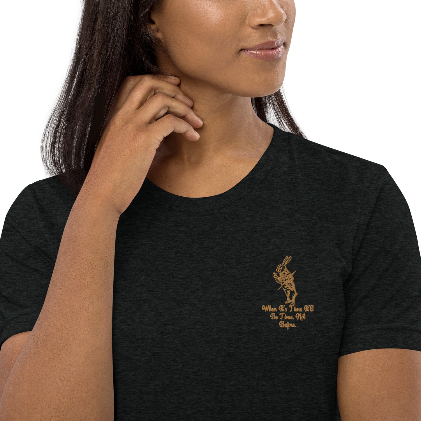 Rabbit (Gold) Embroidered Unisex Tri-blend Short Sleeve T-shirt