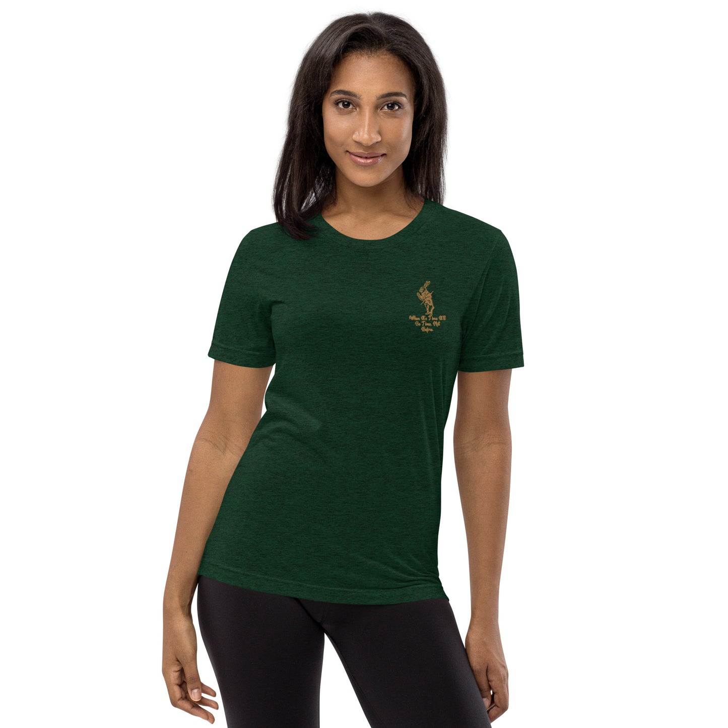 Rabbit (Gold) Embroidered Unisex Tri-blend Short Sleeve T-shirt