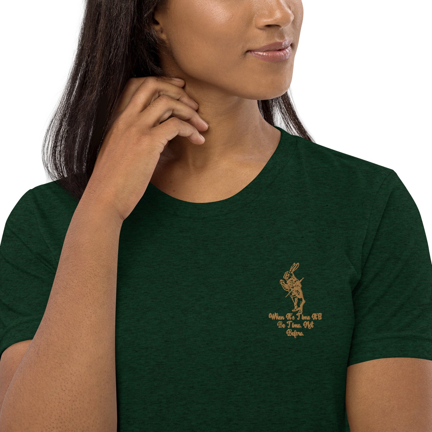 Rabbit (Gold) Embroidered Unisex Tri-blend Short Sleeve T-shirt