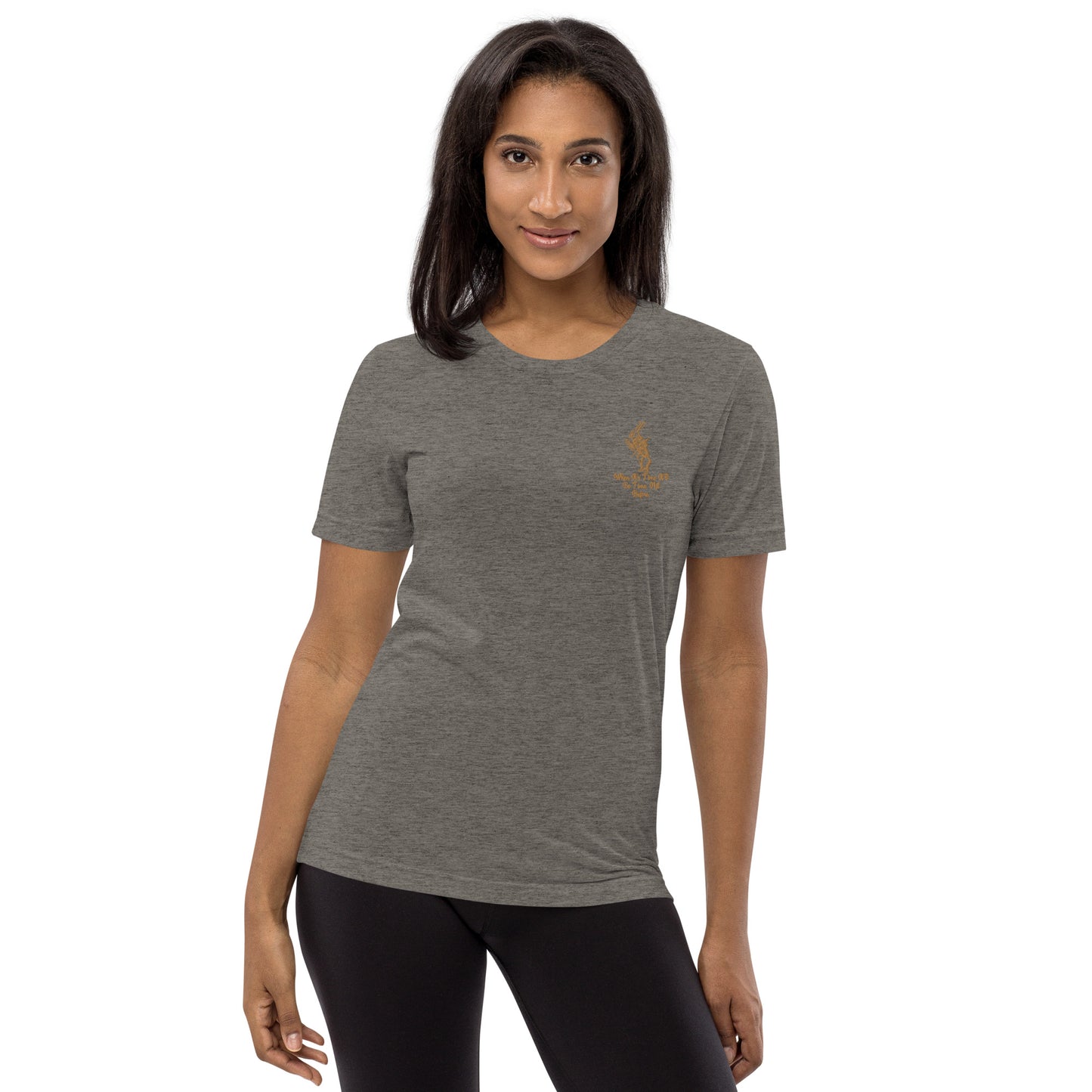 Rabbit (Gold) Embroidered Unisex Tri-blend Short Sleeve T-shirt