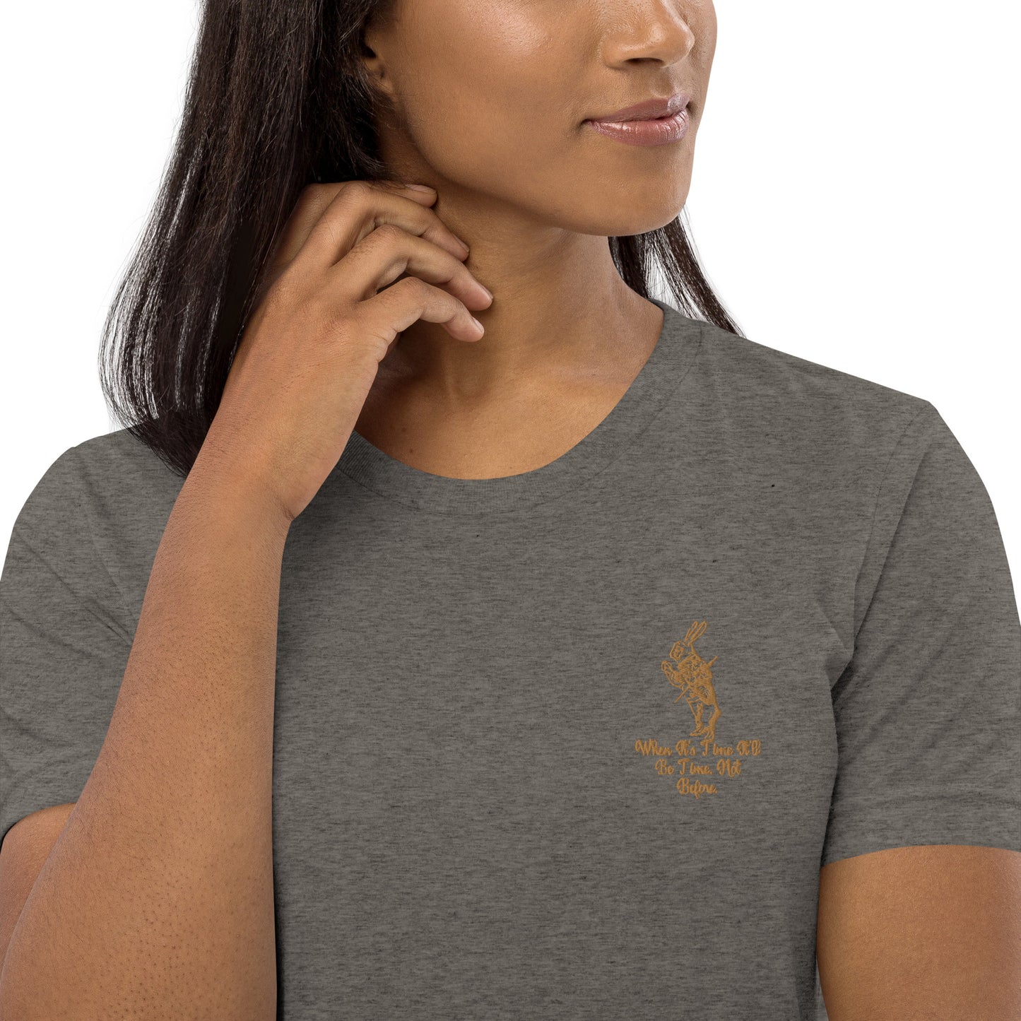 Rabbit (Gold) Embroidered Unisex Tri-blend Short Sleeve T-shirt