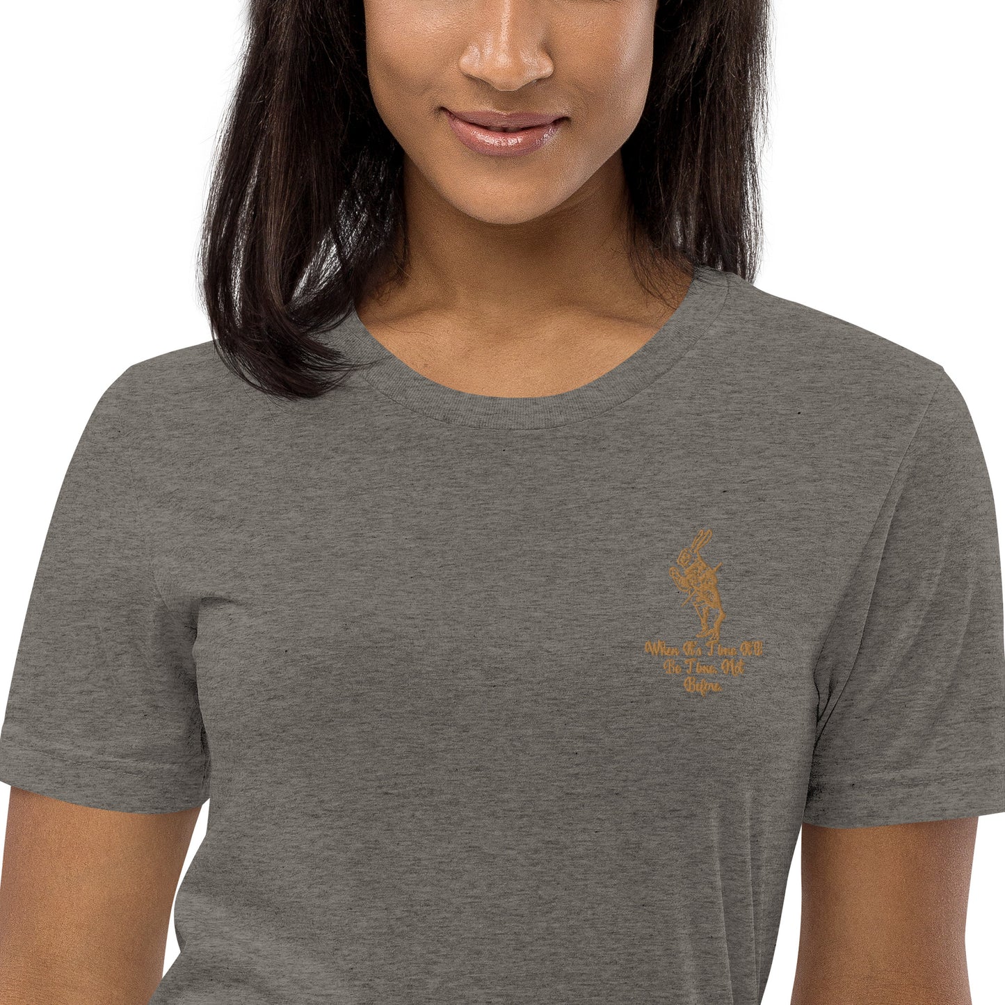 Rabbit (Gold) Embroidered Unisex Tri-blend Short Sleeve T-shirt