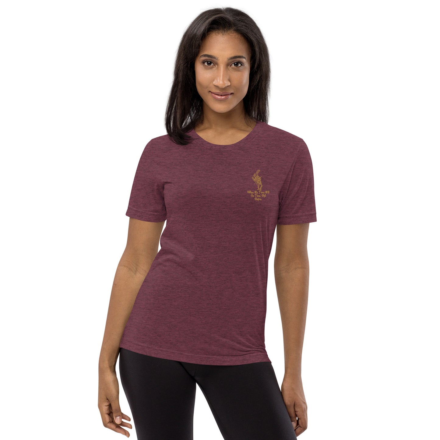 Rabbit (Gold) Embroidered Unisex Tri-blend Short Sleeve T-shirt