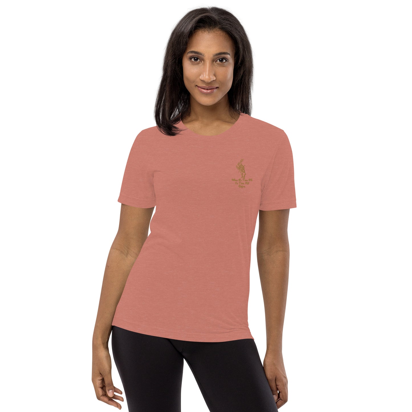 Rabbit (Gold) Embroidered Unisex Tri-blend Short Sleeve T-shirt