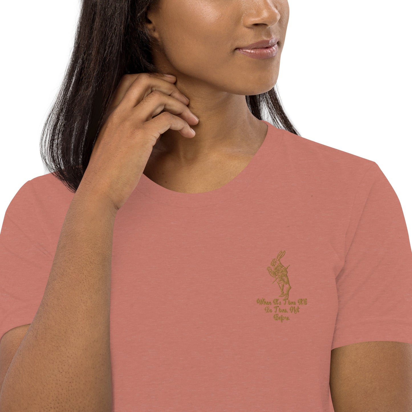 Rabbit (Gold) Embroidered Unisex Tri-blend Short Sleeve T-shirt
