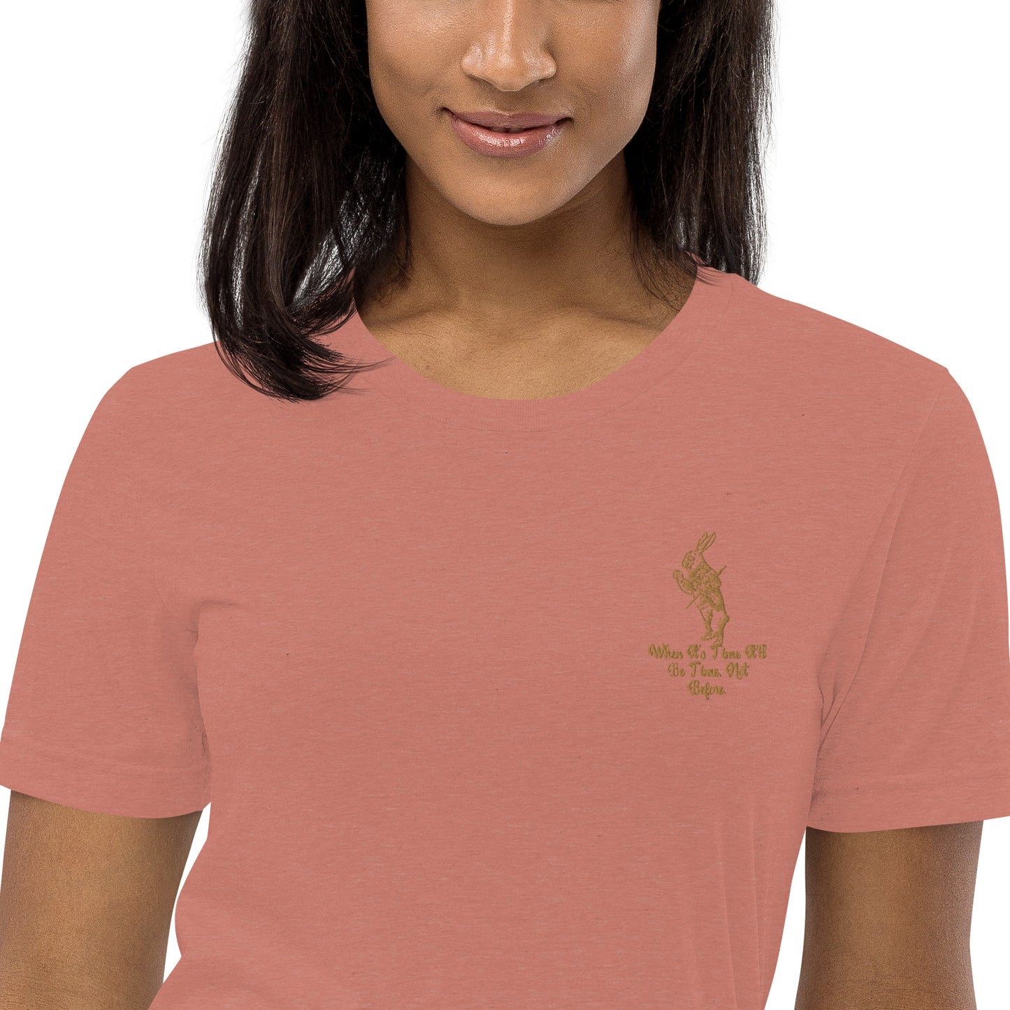 Rabbit (Gold) Embroidered Unisex Tri-blend Short Sleeve T-shirt