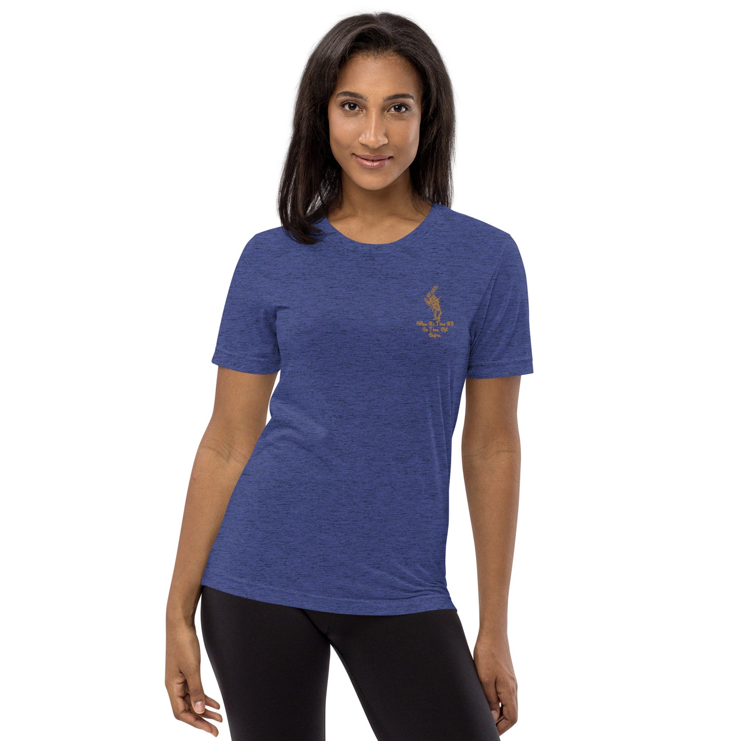 Rabbit (Gold) Embroidered Unisex Tri-blend Short Sleeve T-shirt