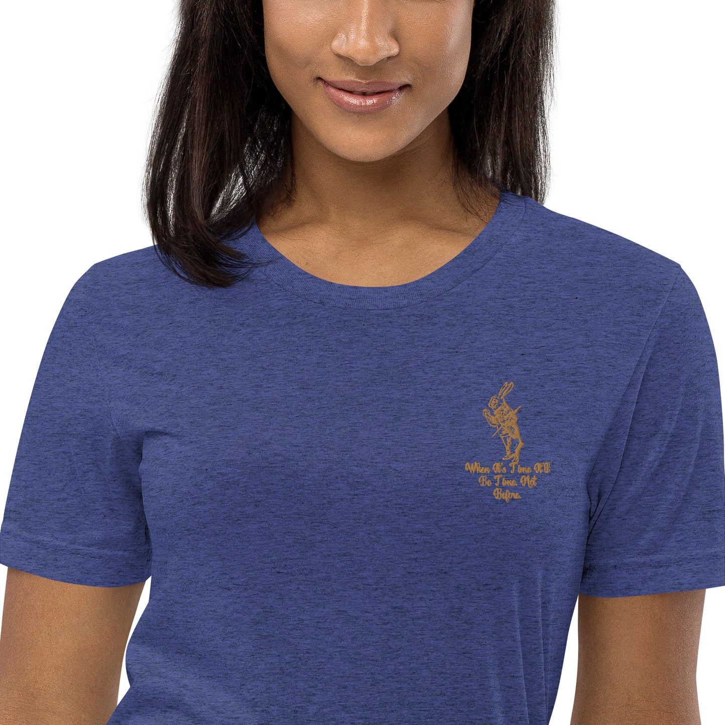 Rabbit (Gold) Embroidered Unisex Tri-blend Short Sleeve T-shirt