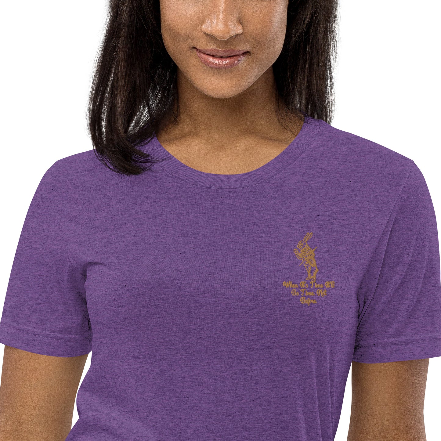 Rabbit (Gold) Embroidered Unisex Tri-blend Short Sleeve T-shirt