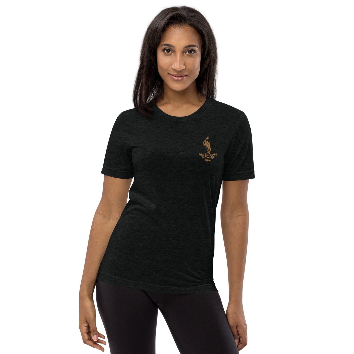 Rabbit (Gold) Embroidered Unisex Tri-blend Short Sleeve T-shirt