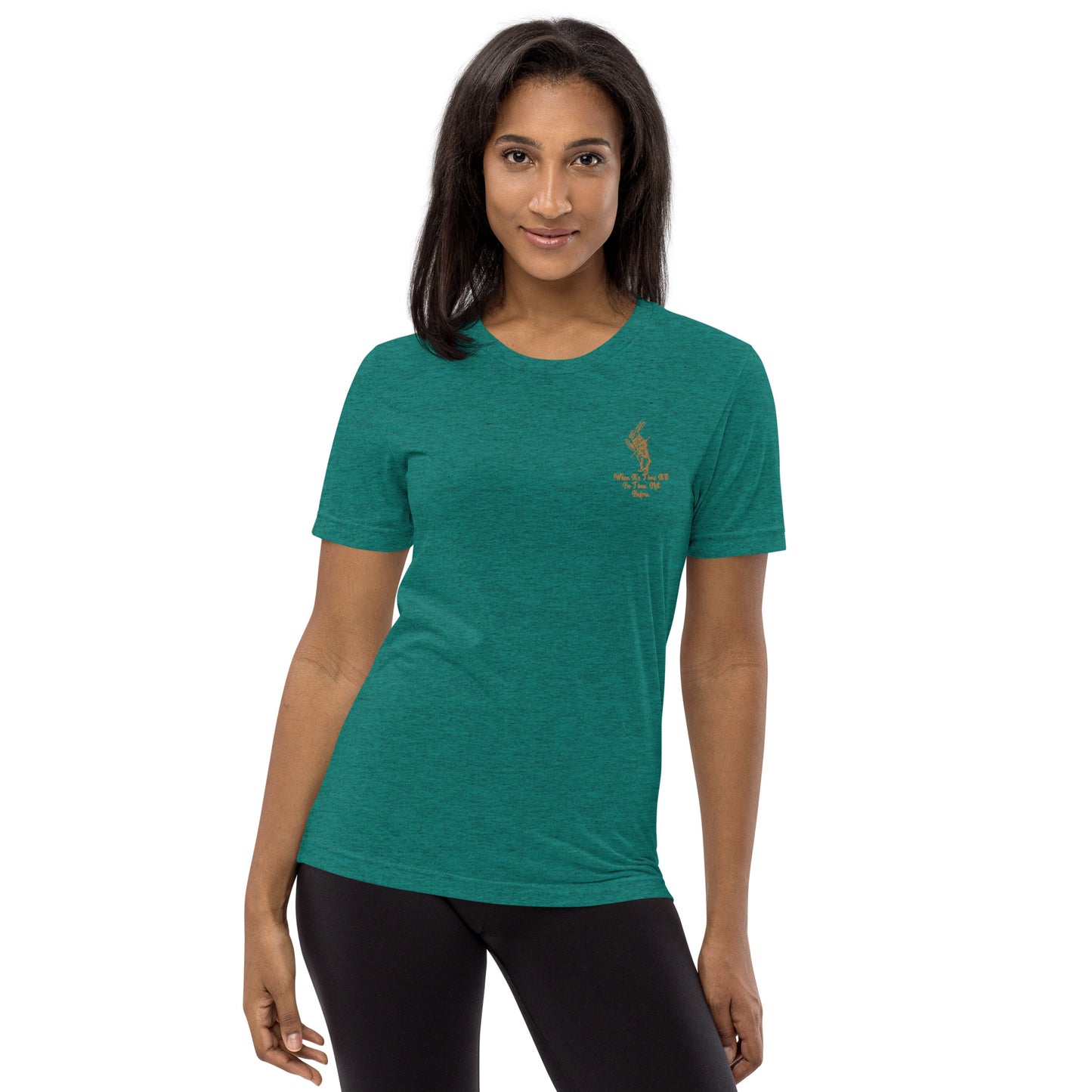 Rabbit (Gold) Embroidered Unisex Tri-blend Short Sleeve T-shirt