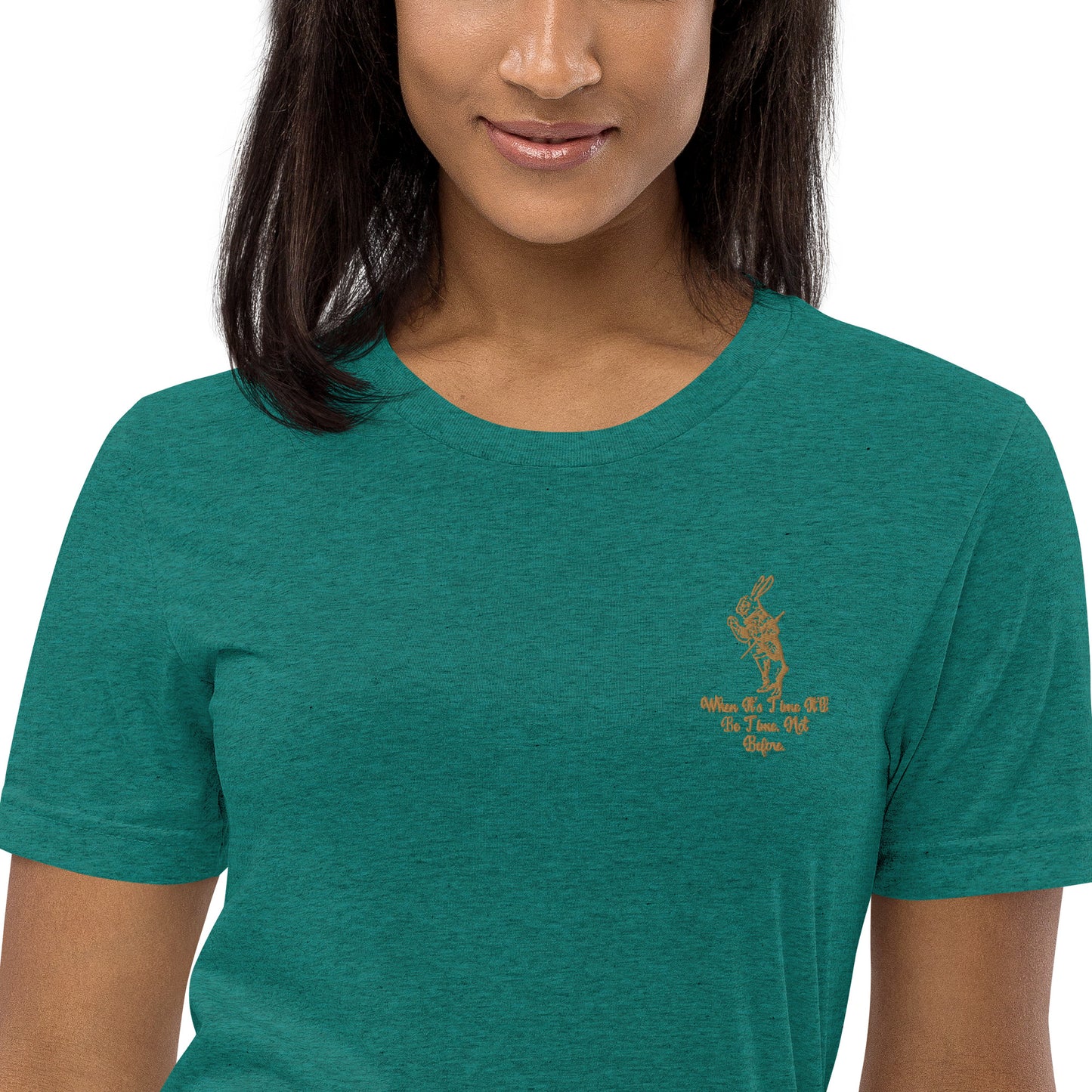 Rabbit (Gold) Embroidered Unisex Tri-blend Short Sleeve T-shirt