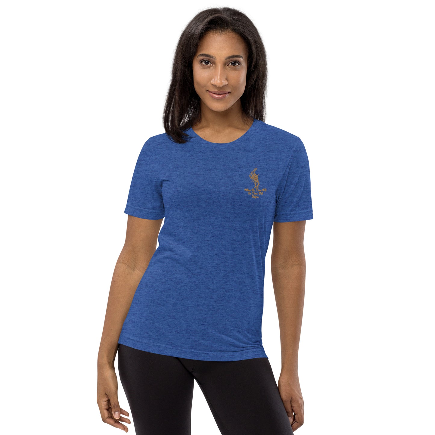 Rabbit (Gold) Embroidered Unisex Tri-blend Short Sleeve T-shirt