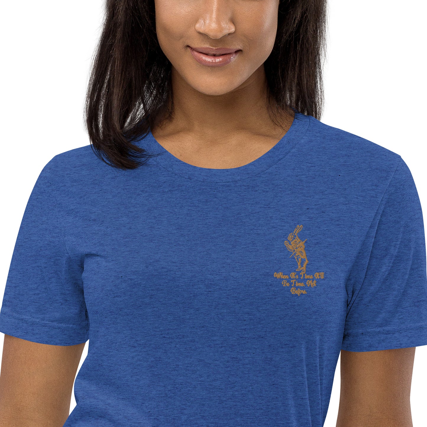 Rabbit (Gold) Embroidered Unisex Tri-blend Short Sleeve T-shirt
