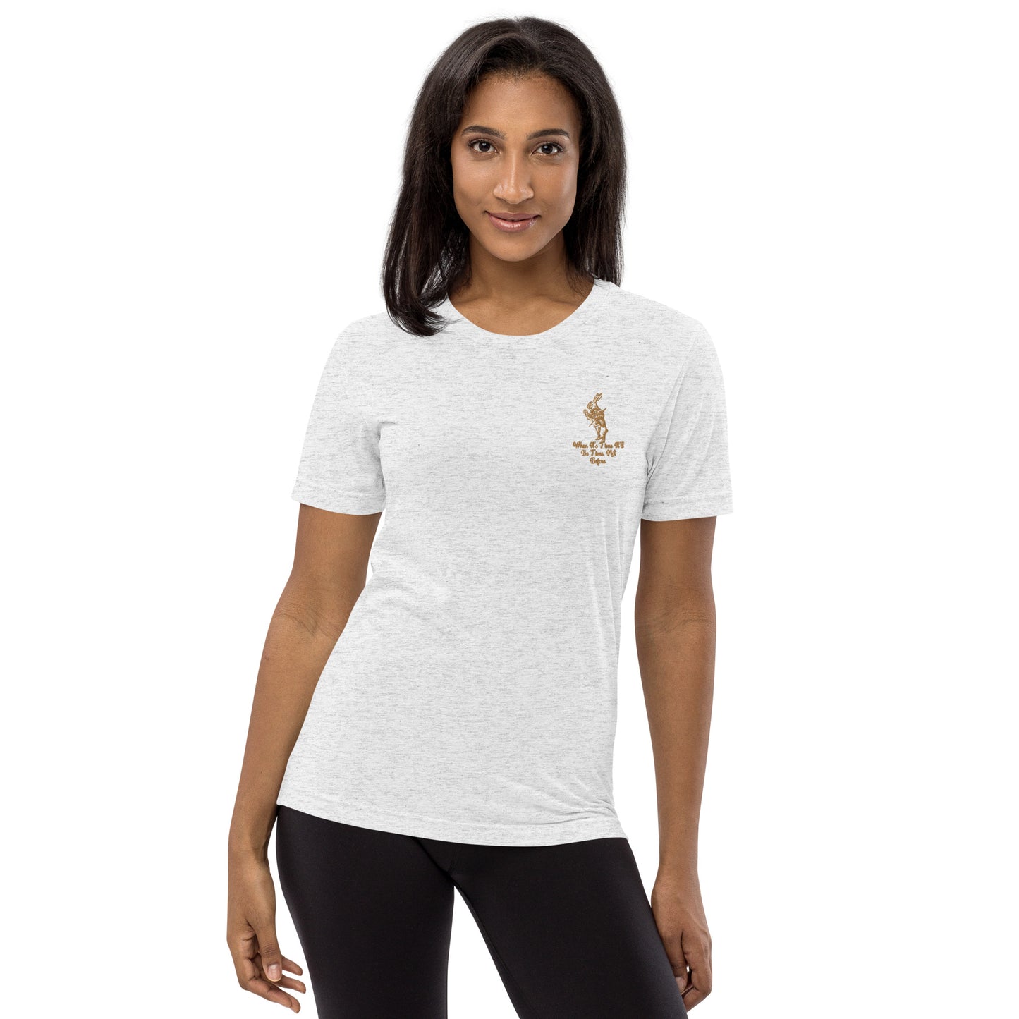 Rabbit (Gold) Embroidered Unisex Tri-blend Short Sleeve T-shirt