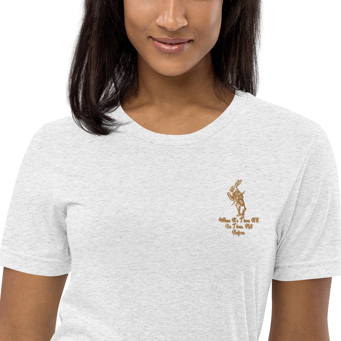 Rabbit (Gold) Embroidered Unisex Tri-blend Short Sleeve T-shirt