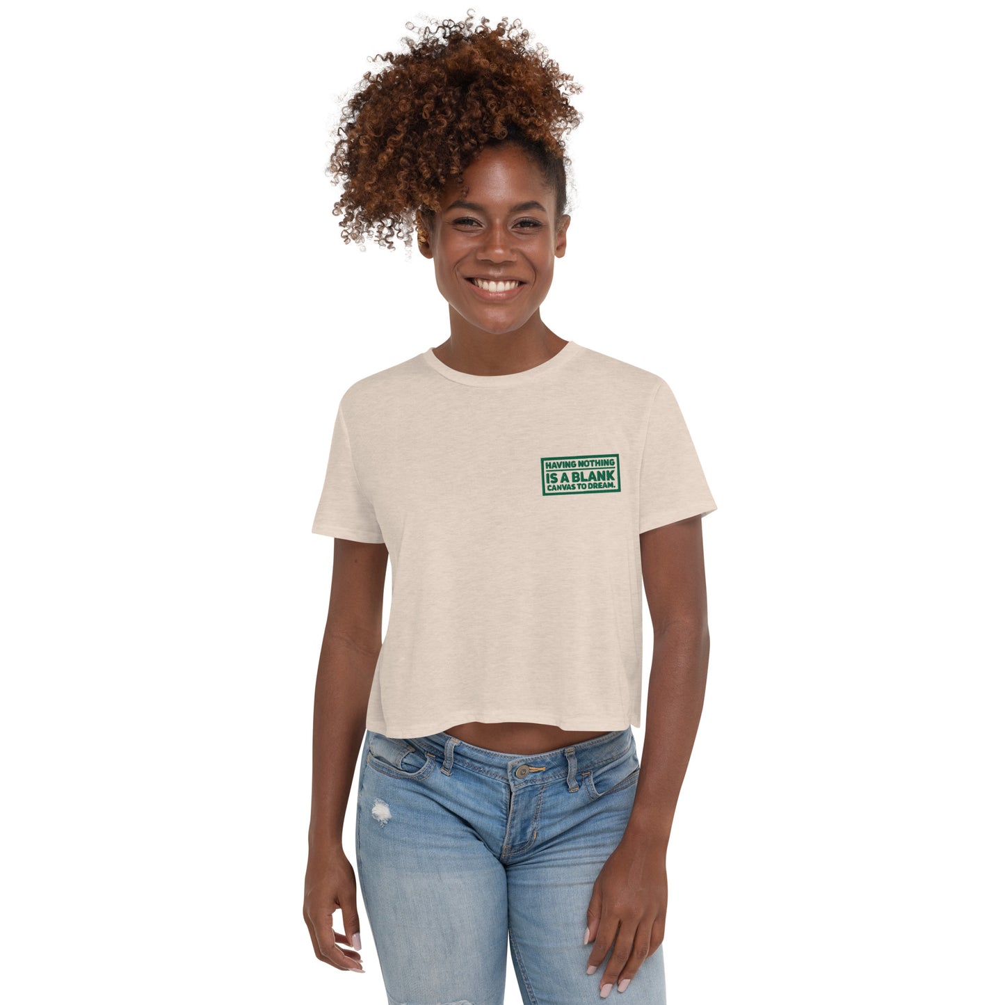 Blank Canvas (Green) Flowy Crop Tee